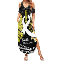 Personalised Polynesia World Lung Cancer Day Summer Maxi Dress Faith Hope Love LT14 Women Black - Polynesian Pride