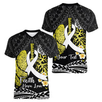 Personalised Polynesia World Lung Cancer Day Women V-Neck T-Shirt Faith Hope Love