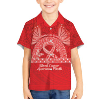 Personalised In September We Wear Red Family Matching Short Sleeve Bodycon Dress and Hawaiian Shirt Polynesia Blood Cancer Awareness