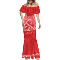 Personalised In September We Wear Red Mermaid Dress Polynesia Blood Cancer Awareness LT14 - Polynesian Pride