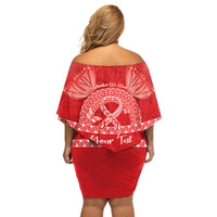 Personalised In September We Wear Red Off Shoulder Short Dress Polynesia Blood Cancer Awareness LT14 - Polynesian Pride