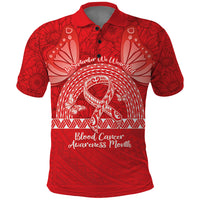 Personalised In September We Wear Red Polo Shirt Polynesia Blood Cancer Awareness