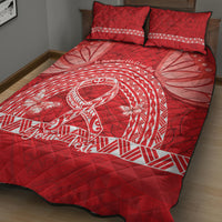 Personalised In September We Wear Red Quilt Bed Set Polynesia Blood Cancer Awareness