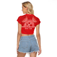Personalised In September We Wear Red Raglan Cropped T Shirt Polynesia Blood Cancer Awareness
