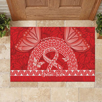 Personalised In September We Wear Red Rubber Doormat Polynesia Blood Cancer Awareness
