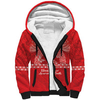 Personalised In September We Wear Red Sherpa Hoodie Polynesia Blood Cancer Awareness LT14 Unisex Red - Polynesian Pride