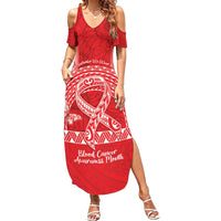 Personalised In September We Wear Red Summer Maxi Dress Polynesia Blood Cancer Awareness LT14 Women Red - Polynesian Pride