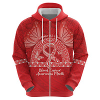 Personalised In September We Wear Red Zip Hoodie Polynesia Blood Cancer Awareness
