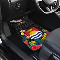 Kiribati Independence Day Car Mats Frigatebird Mix Tropical Flowers - Black Style