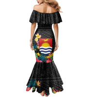 Kiribati Independence Day Mermaid Dress Frigatebird Mix Tropical Flowers - Black Style LT14 - Polynesian Pride