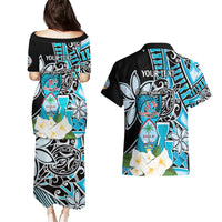 Personalised Guam Liberation Day Couples Matching Puletasi and Hawaiian Shirt 80th Anniversary Chamorro Latte Stone With Guasali Flowers LT14 - Polynesian Pride