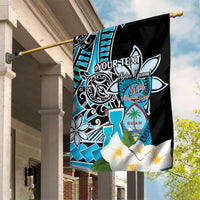 Personalised Guam Liberation Day Garden Flag 80th Anniversary Chamorro Latte Stone With Guasali Flowers LT14 House Flag Blue - Polynesian Pride