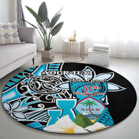 Personalised Guam Liberation Day Round Carpet Chamorro Latte Stone With Guasali Flowers