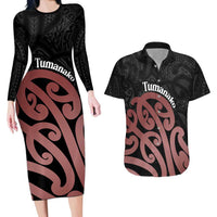 New Zealand Mangopare Tamanako Couples Matching Long Sleeve Bodycon Dress and Hawaiian Shirt Aotearoa Maori