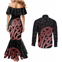 New Zealand Mangopare Tamanako Couples Matching Mermaid Dress and Long Sleeve Button Shirt Aotearoa Maori
