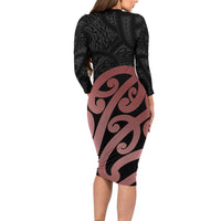 New Zealand Mangopare Tamanako Family Matching Long Sleeve Bodycon Dress and Hawaiian Shirt Aotearoa Maori