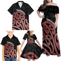 New Zealand Mangopare Tamanako Family Matching Off Shoulder Maxi Dress and Hawaiian Shirt Aotearoa Maori