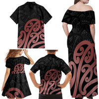 New Zealand Mangopare Tamanako Family Matching Off Shoulder Maxi Dress and Hawaiian Shirt Aotearoa Maori