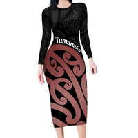 New Zealand Mangopare Tamanako Long Sleeve Bodycon Dress Aotearoa Maori