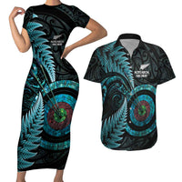 New Zealand Archery Couples Matching Short Sleeve Bodycon Dress and Hawaiian Shirt Aotearoa Silver Fern Maori - Polynesian Pride
