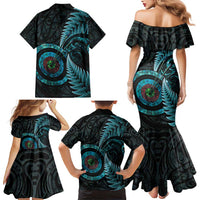 New Zealand Archery Family Matching Mermaid Dress and Hawaiian Shirt Aotearoa Silver Fern Maori - Polynesian Pride