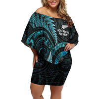 New Zealand Archery Family Matching Off Shoulder Short Dress and Hawaiian Shirt Aotearoa Silver Fern Maori - Polynesian Pride