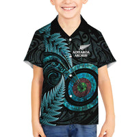 New Zealand Archery Family Matching Puletasi and Hawaiian Shirt Aotearoa Silver Fern Maori - Polynesian Pride