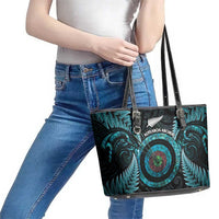 New Zealand Archery Leather Tote Bag Aotearoa Silver Fern Maori - Polynesian Pride