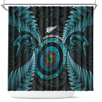New Zealand Archery Shower Curtain Aotearoa Silver Fern Maori - Polynesian Pride