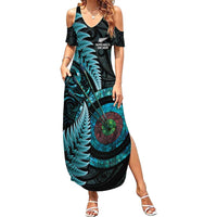 New Zealand Archery Summer Maxi Dress Aotearoa Silver Fern Maori - Polynesian Pride