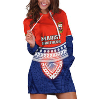 Fiji School Hoodie Dress Marist Brothers Fijian Tapa Pattern LT14 Blue - Polynesian Pride