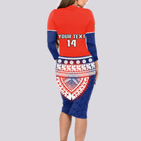 Custom Fiji School Long Sleeve Bodycon Dress Marist Brothers Fijian Tapa Pattern LT14 - Polynesian Pride