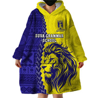 Fiji School Wearable Blanket Hoodie Suva Grammar Lions With Fijian Tapa LT14 - Polynesian Pride