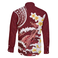 Blood Gold Polynesia Family Matching Off Shoulder Short Dress and Hawaiian Shirt Polynesian Frangipani With Sea Turtles