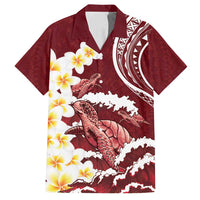 Blood Gold Polynesia Family Matching Summer Maxi Dress and Hawaiian Shirt Polynesian Frangipani With Sea Turtles