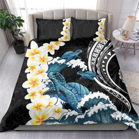 Black Polynesia Bedding Set Polynesian Frangipani With Sea Turtles