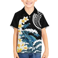 Black Polynesia Family Matching Puletasi and Hawaiian Shirt Polynesian Frangipani With Sea Turtles
