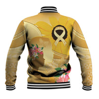 Polynesia Childhood Cancer Awareness Baseball Jacket Be Bold Go Gold Polynesian Art