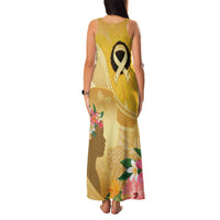 Polynesia Childhood Cancer Awareness Family Matching Tank Maxi Dress and Hawaiian Shirt Be Bold Go Gold Polynesian Art