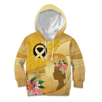 Polynesia Childhood Cancer Awareness Kid Hoodie Be Bold Go Gold Polynesian Art