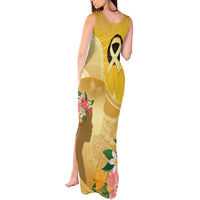 Polynesia Childhood Cancer Awareness Tank Maxi Dress Be Bold Go Gold Polynesian Art