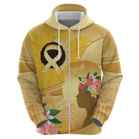 Polynesia Childhood Cancer Awareness Zip Hoodie Be Bold Go Gold Polynesian Art