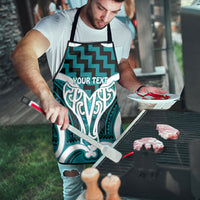 Aotearoa Atua Tangaroa Personalised Apron God Of The Sea Maori Whale Tail Cyan