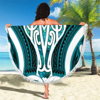 Aotearoa Atua Tangaroa Personalised Beach Blanket God Of The Sea Maori Whale Tail Cyan