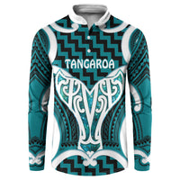 Aotearoa Atua Tangaroa Personalised Button Sweatshirt God Of The Sea Maori Whale Tail Cyan