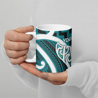 Aotearoa Atua Tangaroa Personalised Ceramic Mug God Of The Sea Maori Whale Tail Cyan