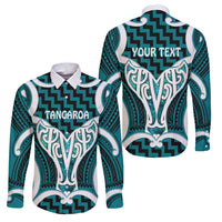 Aotearoa Atua Tangaroa Personalised Family Matching Off Shoulder Maxi Dress and Hawaiian Shirt God Of The Sea Maori Whale Tail Cyan