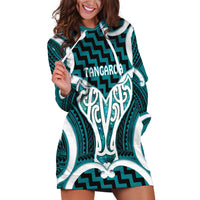 Aotearoa Atua Tangaroa Personalised Hoodie Dress God Of The Sea Maori Whale Tail Cyan