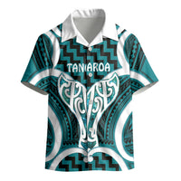 Aotearoa Atua Tangaroa Personalised Kid Hawaiian Shirt God Of The Sea Maori Whale Tail Cyan