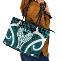 Aotearoa Atua Tangaroa Personalised Leather Tote Bag God Of The Sea Maori Whale Tail Cyan